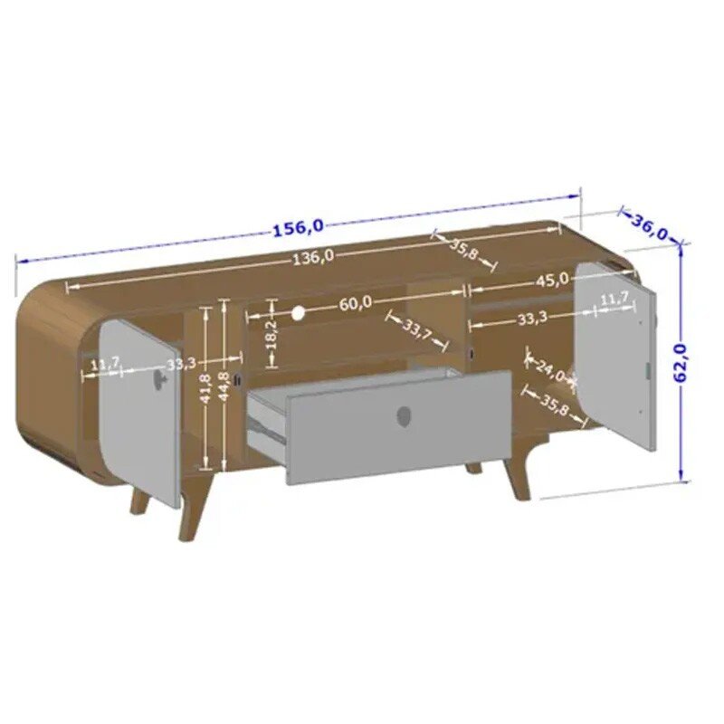 Rack Bancada Noronha Nature/Off Para TV até 55 Polegadas Larg. 1.56m - Bechara - Imagem 2