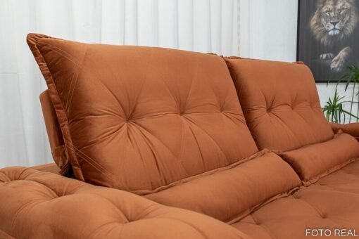 Sofá Retrátil Reclinável Califórnia Veludo Terracota 549 Larg. 2.50m - D28 Hiper - Imagem 3