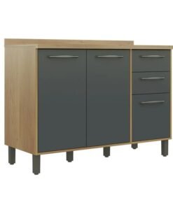 Balcão Áustria 3 Portas 2 Gavetas Cinamomo/Grafite Larg. 1.20m Valdemóveis