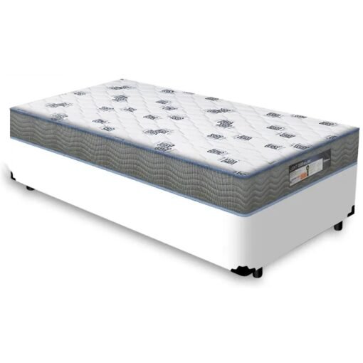 Colchão Solteiro Light D33 + Base Box Simples Corino Branco – ORTOBOM + ALTO NÍVEL CAMAS E COLCHÕES