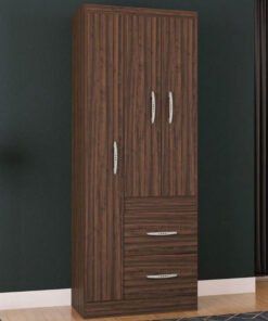 Roupeiro Solteiro Milão Chocolate 3 Portas 2 Gavetas Larg. 0.68m - Poquema