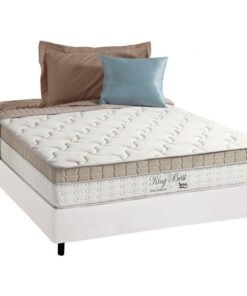 Colchão Casal King Best D28 + Base Box Simples Corino Branco – ANJOS COLCHÕES + BIOSTAR