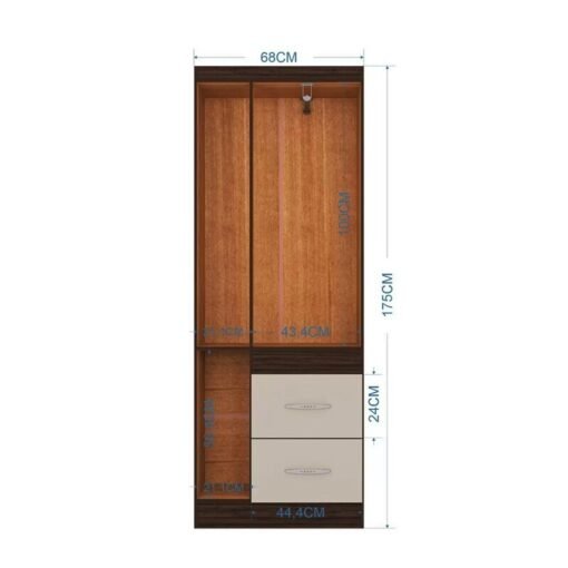 Guarda-Roupa Solteiro Milão 3 Portas 2 Gavetas Chocolate/Off White Larg. 0.68m Poquema - Imagem 2