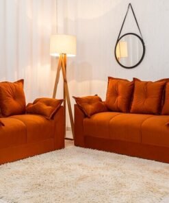 Sofá 3 e 2 lugares Petra Veludinho Terracota 604