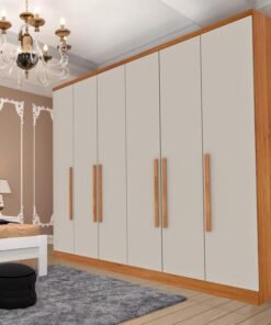 Roupeiro Casal Veneza Cinamomo/Off 6 Portas 4 Gavetas Larg. 2.39m - Tcil