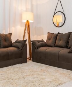 Sofá 3 e 2 lugares Petra Veludinho Marrom 603