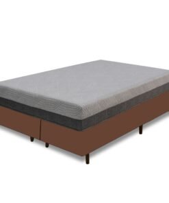 Colchão Queen D28/D40 Fit Visco + Base Box Simples Corino Marrom – UMAFLEX + ALTO NÍVEL CAMAS E COLCHÕES