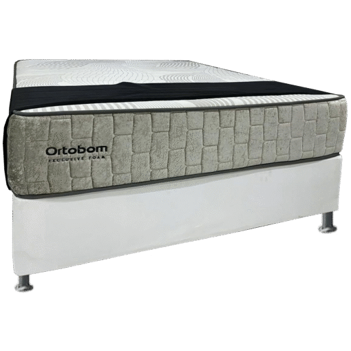 Colchão Casal Exclusive Foam D33 + Base Box Simples Corino Branco– ORTOBOM + BIOSTAR - Imagem 2