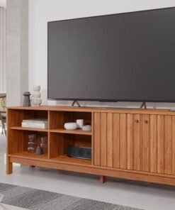 Rack Bancada Holanda Cinamomo Ripado 100% MDF TV até 70 Polegadas Larg. 1.85m - Permóbili