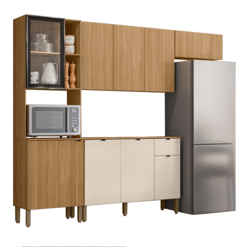 Cozinha Compacta 2,507 m Vert Plus Freijó/Freijó/Soft - KITS PARANÁ - Imagem 4