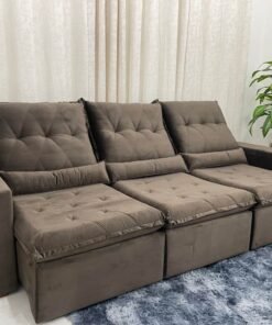 Sofá Retrátil Reclinável Las Vegas 2.70m - Marrom Veludão