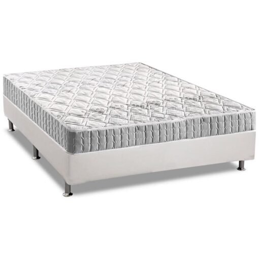 Colchão Casal Orthosono D33 + Base Box Simples Corino Branco – ANJOS + ALTO NÍVEL CAMAS E COLCHÕES
