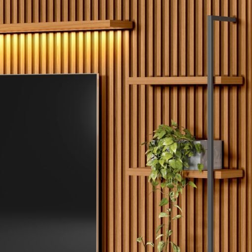 Painel até 75" + Rack + Módulo Lateral Ouro Preto Nature/Off White - LINEA BRASIL - Imagem 2