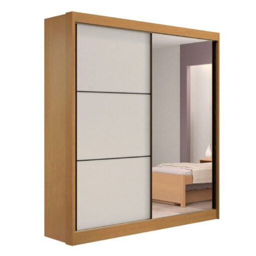 Guarda-Roupa Casal 2 Portas 3 Gavetas Atenas 100% MDF Cinamomo/Off White Larg. 1.85m Flex D Doro - Imagem 4