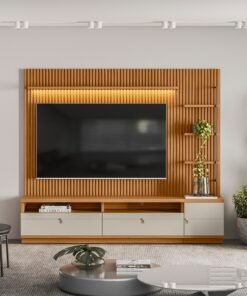 Painel até 75" + Rack + Módulo Lateral Ouro Preto Nature/Off White - LINEA BRASIL