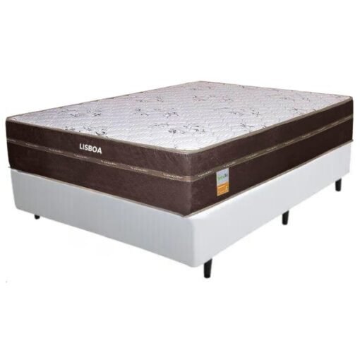 Colchão Casal Lisboa + Base Box Simples Branco - ECOTEC + BIOSTAR