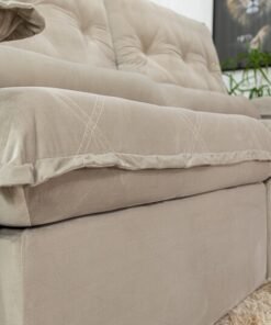 Sofá Retrátil Reclinável Califórnia 2.50m Veludo 525 Bege - D28 Hiper soft