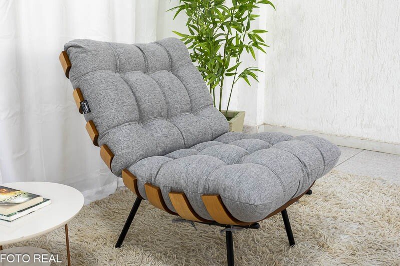 Poltrona Florença C/Puff Linho Cinza 1008 Larg. 0.68m - Imagem 3
