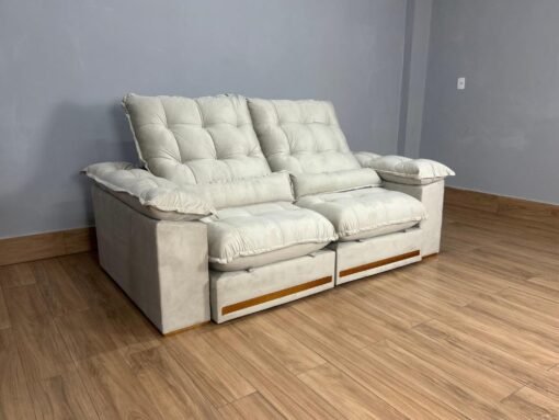 Sofá Retrátil e Reclinável Istambul 2.30m - Bege Veludo - Imagem 3