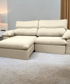 Sofá Retrátil e Reclinável Jackson 2,50 m Linho Bege 3105 - UNIART ESTOFADOS