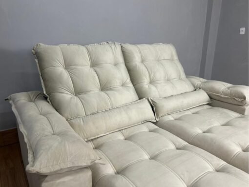 Sofá Retrátil e Reclinável Istambul 2.30m - Bege Veludo - Imagem 6