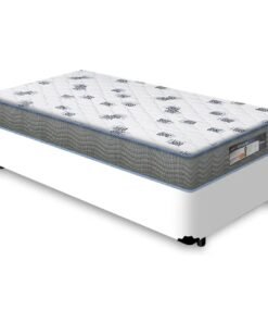 Colchão Solteiro Light D33 + Base Box Simples Corino Branco – ORTOBOM + BIOSTAR