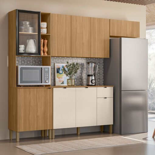 Cozinha Compacta 2,507 m Vert Plus Freijó/Freijó/Soft - KITS PARANÁ