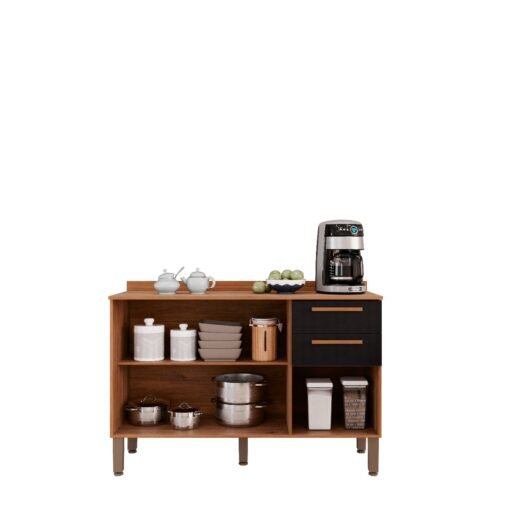 Balcão de Cozinha New Valência 1,20m -  Cinamomo/Preto - Imagem 2