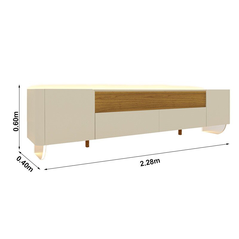 Rack Infinity 100% MDF Larg. 2.30m C/ Pés de Vidro Off/Naturale Gelius - Imagem 2