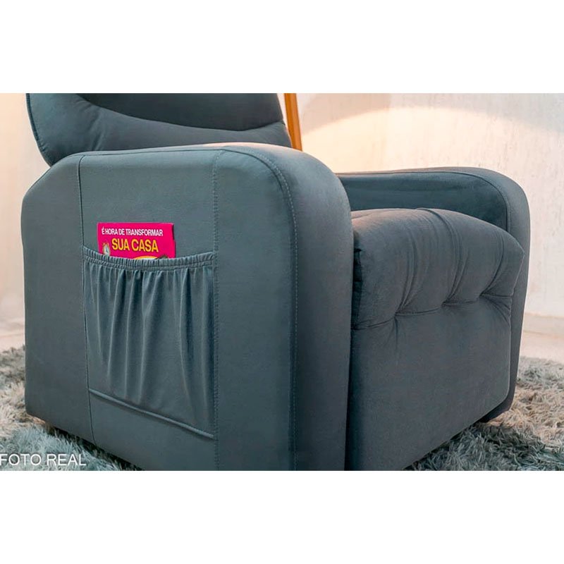 Poltrona Reclinável Punto Veludo Cinza 425 - Imagem 5
