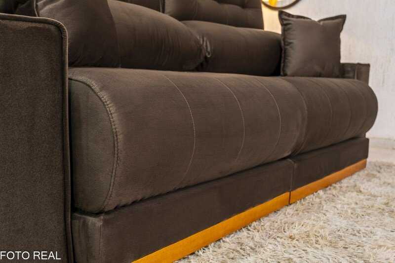 Sofá Retrátil Reclinável Dakar Veludo Marrom 815 Larg. 2.30m - Molas Ensacadas - Imagem 8