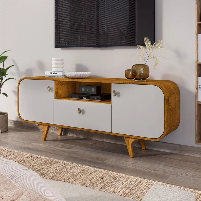 Rack Bancada Noronha Nature/Off Para TV até 55 Polegadas Larg. 1.56m - Bechara