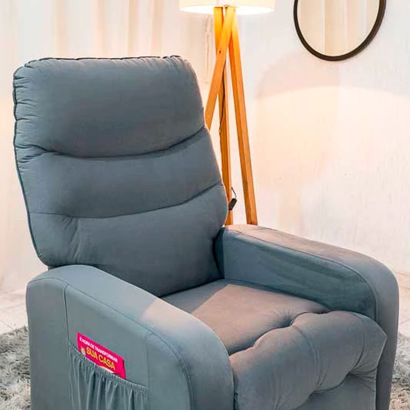 Poltrona Reclinável Punto Veludo Cinza 425 - Imagem 4