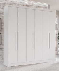 Guarda-Roupa Casal Recife 6 Portas 2 Gavetas Larg. 1.80m Branco Sallêto
