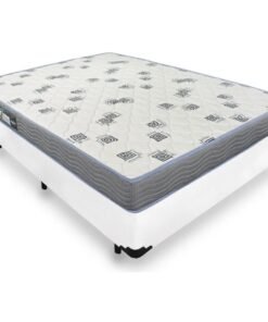 Colchão Casal Light D33 + Base Box Simples Corino Branco – ORTOBOM + ALTO NÍVEL CAMAS E COLCHÕES