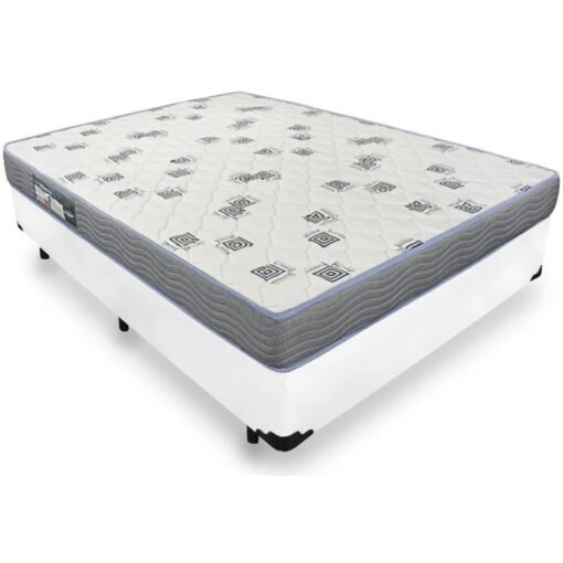 Colchão Casal Light D33 + Base Box Simples Corino Branco – ORTOBOM + ALTO NÍVEL CAMAS E COLCHÕES