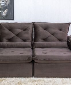 Sofá Retrátil Reclinável Roma 2.00m Veludo Marrom 19 - D28 Soft