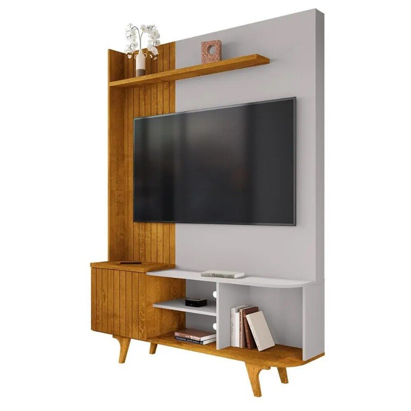 Home Corumbau Nature/Off C/Detalhe Frisado Para TV até 55 Polegadas Larg. 1.36m - Bechara - Imagem 2