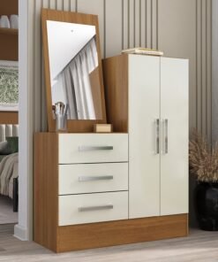 Cômoda 3 Gavetas 2 Portas Dunas 51CO2326 Cinamomo/Off White - RODIAL MÓVEIS
