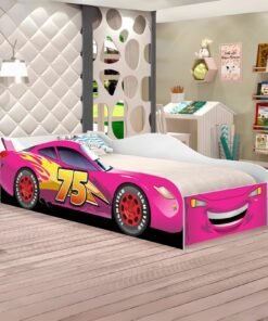 Cama Juvenil Carro (Menina) Rosa 09 - MADEC/VJ MÓVEIS