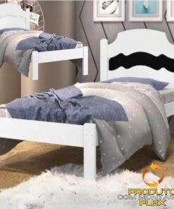 Cama Solteiro Íris Branco/Preto/Branco – MADEC/VJ MÓVEIS