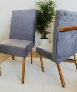 Kit 2 Cadeiras Diana Veludo Cinza Grafite - HR MOVELARIA