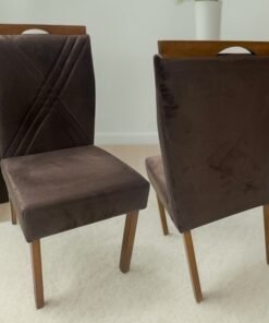 Kit 2 Cadeiras Fenix Mel/Veludo Marrom – WM DECOR
