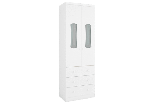 Guarda-Roupa 2 Portas Luna + Berço Uli Americano + Cômoda Junior Branco Brilho - PEROBA MÓVEIS - Imagem 7