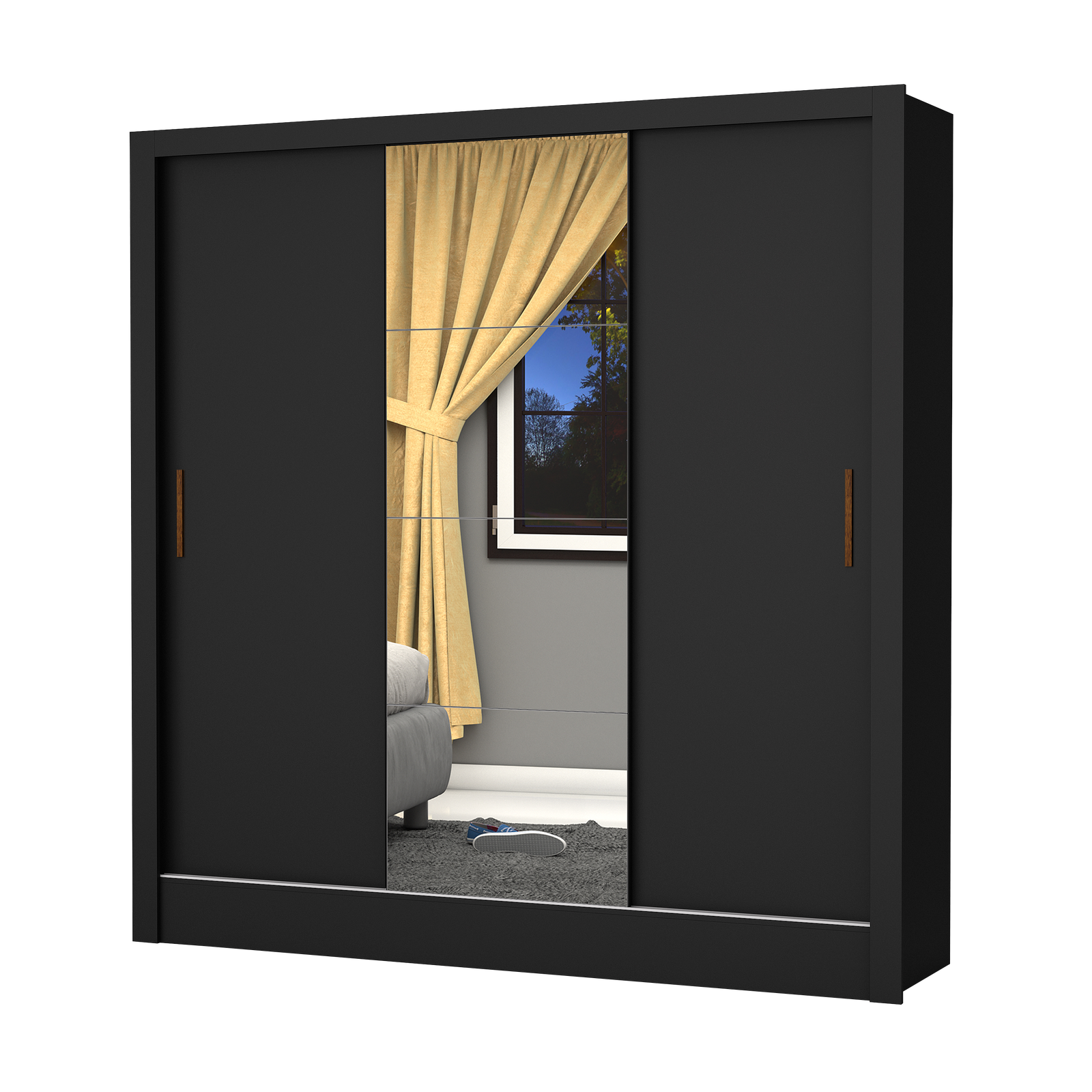 Guarda-roupa 3 Portas Dubai/santiago Plus(1 Porta Espelhada) 1,79 M Preto – Carioca MÓveis - Imagem 2