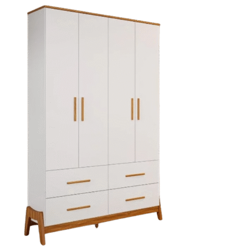 Guarda-Roupa 4 Portas + Cômoda + Berço Guti Retrô Branco Brilho/Amêndoa - PEROBA MÓVEIS - Imagem 3