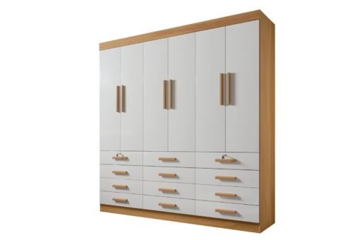 Guarda-Roupa 6 Portas Mônaco 2,40 m Cinamono/Off White – D’DORO MÓVEIS - Imagem 2