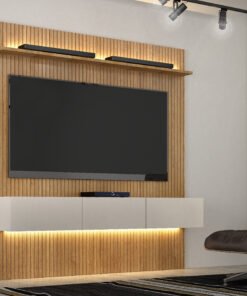 Painel Frisado Curitiba C/Nicho TV até 70 Cinamomo/Off White Valdemoveis 1.79m