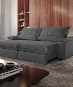 Sofá Retrátil e Reclinável Porto Bello Veludo Jolie Grafite – MONTANO ESTOFADOS