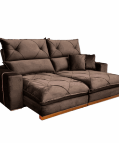 Sofá Retrátil e Reclinável Gran Bello Light 2,50 m Veludo Marrom – QUINE ESTOFADOS